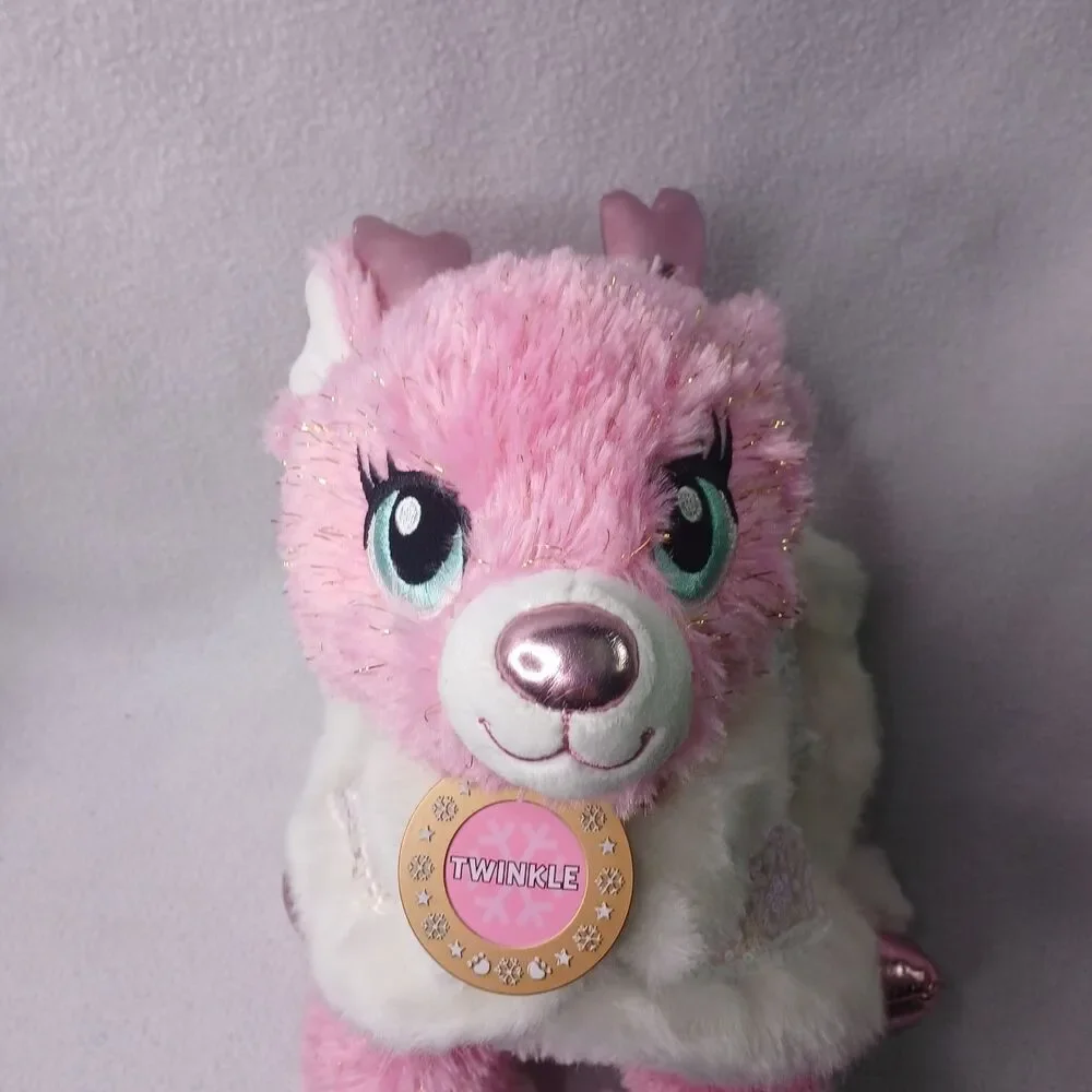 2016 Build a Bear Twinkle Pink Reindeer Sequin Cape Leopard Print Bottoms Preown